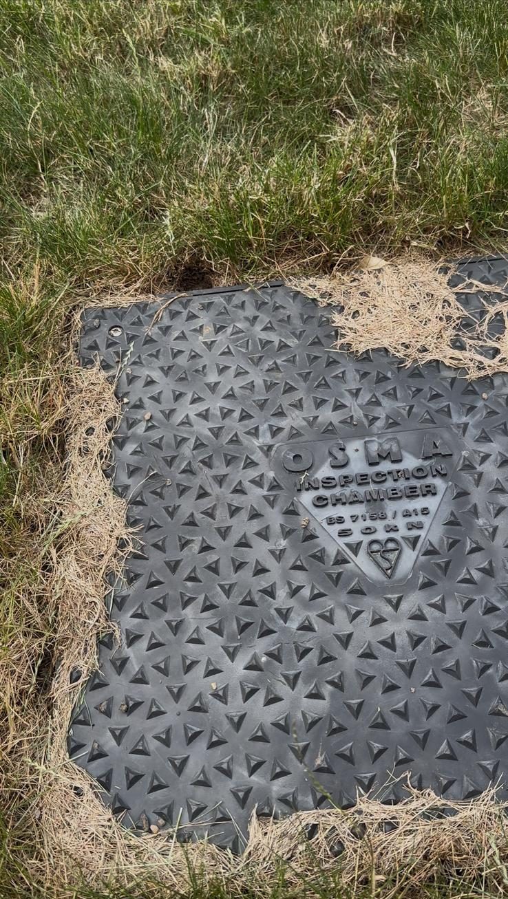 Underground wasp nest entrance discovered beside an inspection chamber during a residential inspection in Boldon NE35